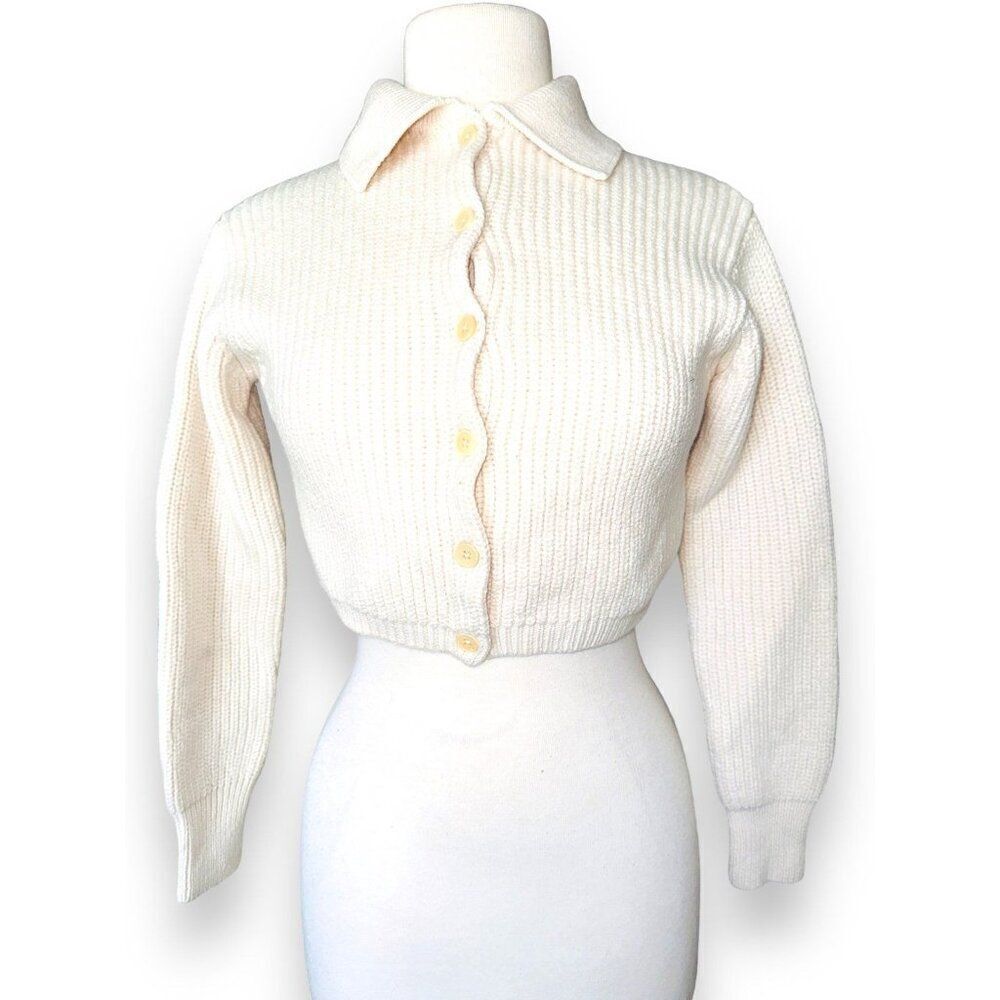 FB4 Aritzia Wilfred cropped sweater Cream Button Front XS Womens Fall - Picture 1 of 6